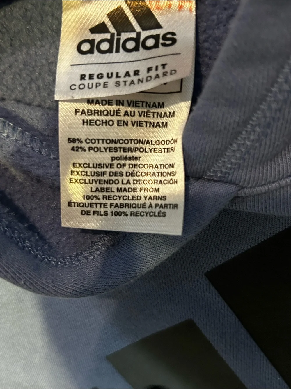 Adidas Blue & Grey Hooded Kids Sweatshirt with Black Logo 18/20 XL